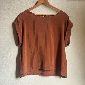 🇬🇧TOPSHOP TALL 2009 Rust/Brown Cupro Fabric Top